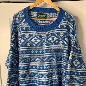 American Eagle Women’s Vintage Blue & White Sweater – XL (Y2K Green Label)